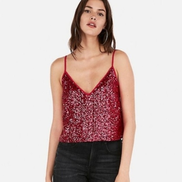 Express X Olivia Culpo sequin crop cami Med NWT - Picture 1 of 8
